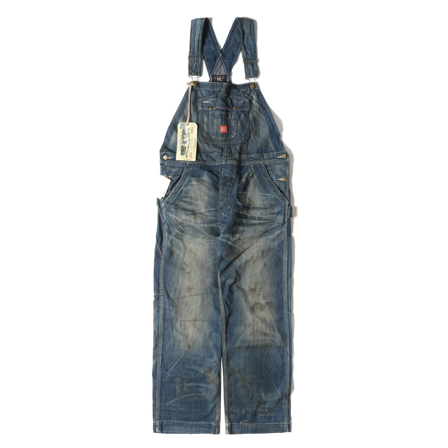 RRL ダブルアールエル サイズ:XS LIMITED EDITION 世界14本限定 ヴィンテージ加工 デニム オーバーオール JAPAN WOVEN SELVEDGE DENIM HEARTLAND OVERALL インディゴ ボトムス 【メンズ】【K4087】