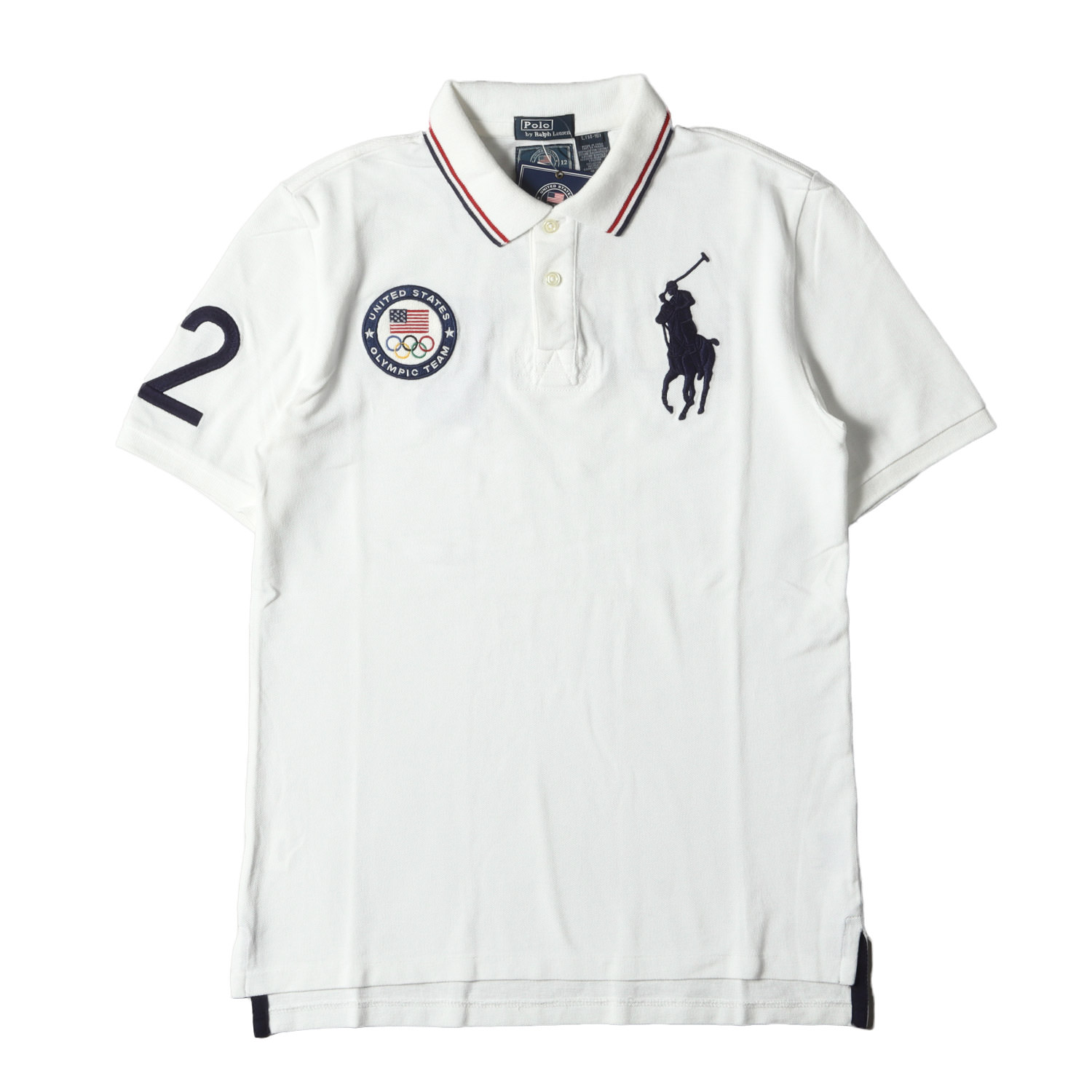 POLO Ralph Lauren ポロ ラルフローレン ポロシャツ サイズ:BOYS L(メンズS位) 2012年 ロンドンオリンピックモデル ビッグポニー 鹿の子 半袖ポロシャツ ホワイト トップス カットソー【メンズ】【K4093】