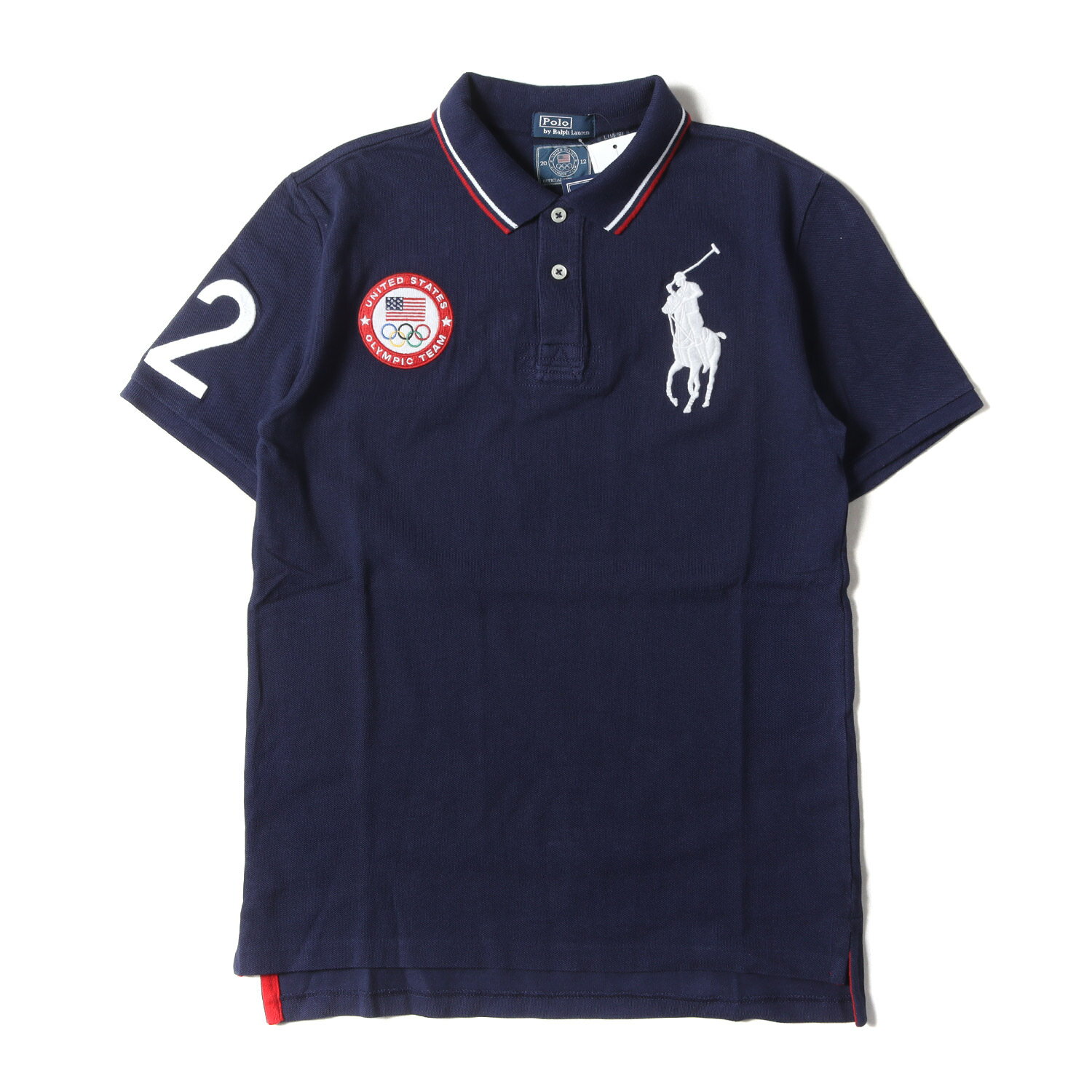 POLO Ralph Lauren ポロ ラルフローレン ポロシャツ サイズ:BOYS L(メンズS位) 2012年 ロンドンオリンピックモデル ビッグポニー 鹿の子 半袖ポロシャツ ネイビー コットン トップス カットソー【メンズ】【K4093】