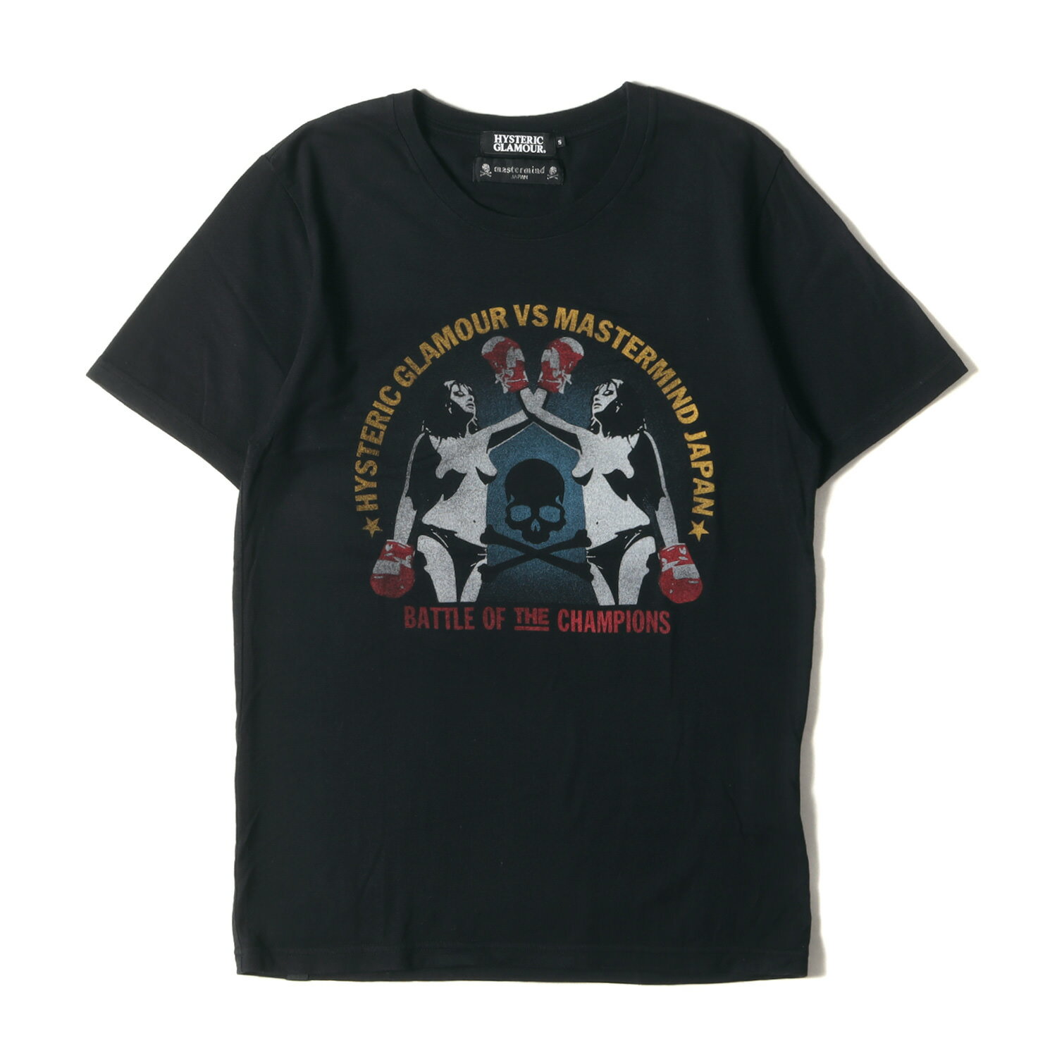 HYSTERIC GLAMOUR ヒステリックグラマー Tシャツ サイズ:S 13AW mastermind JAPAN グラフィック ヌード ガール ウーマン ロゴ クルーネック 半袖Tシャツ アーカイブ Y2K ブラック 黒 トップス カットソー【メンズ】【中古】【K4093】