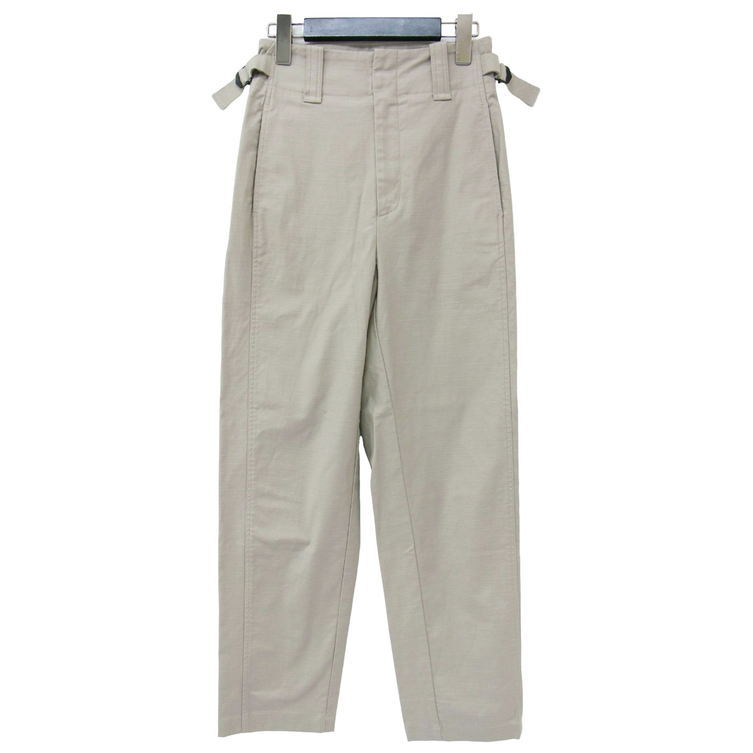 MACPHEE マカフィー パンツ テーパード ベージュ 32(5号) ミリタリーパンツ サテン コットン ハイウエスト サイドバックル ストレッチ ボトムス ズボン 【レディース】【中古】【美品】【K4269】