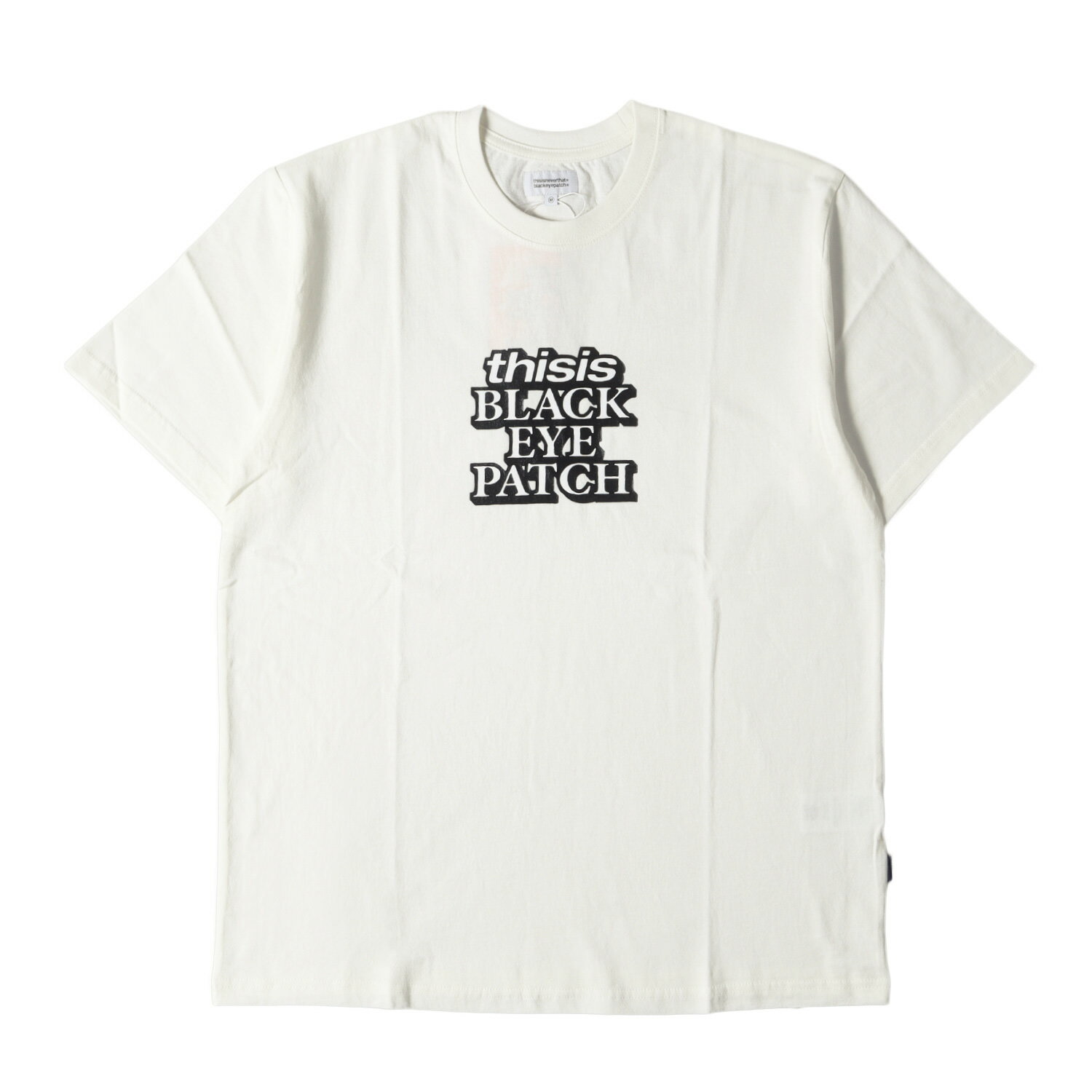 BlackEyePatch ブラックアイパッチ Tシャツ サイズ:M 22AW thisisneverthat コラボロゴ クルーネック 半袖Tシャツ ホワイト 白 トップス カットソー【メンズ】【K4105】