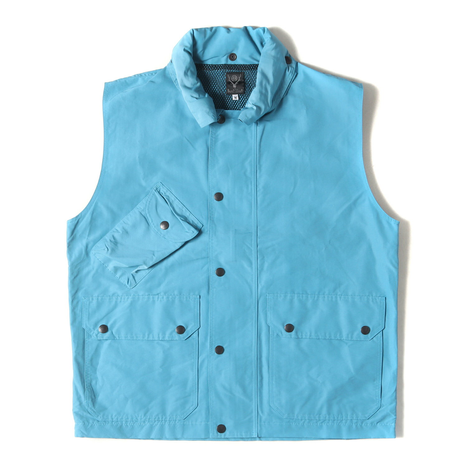 south2 west8 サウスツー ウエストエイト ベスト サイズ:M 24SS コットン ナイロン カーメル ベスト Carmel Vest C/N Grosgrain OT457 アウトドア 収納フード ライトブルー トップス 【メンズ】【中古】【美品】【K4109】