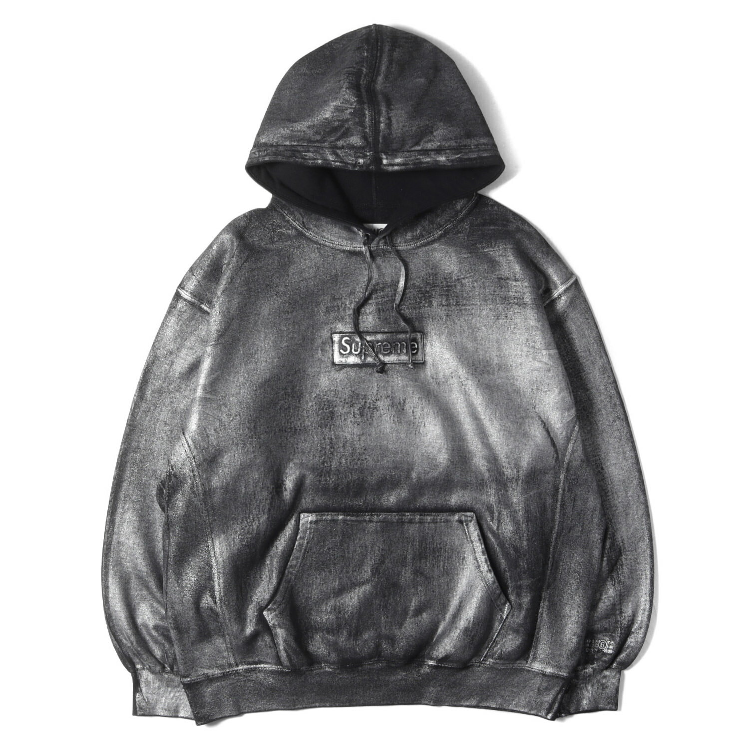 シュプリーム Supreme シュプリーム パーカー サイズ:XL 24SS MM6 Maison Margiela フォイル加工 ボックスロゴ スウェットパーカー Foil Box Logo Hooded Sweatshirt ブラック 黒 トップス フーディー コラボ【メンズ】【K4105】