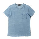 RRL ダブルアールエル Tシャツ サイズ:S ヴィンテージ加工 インディゴ コットンスラブ 無地 ポケット 半袖Tシャツ インディゴ ラルフローレン トップス...