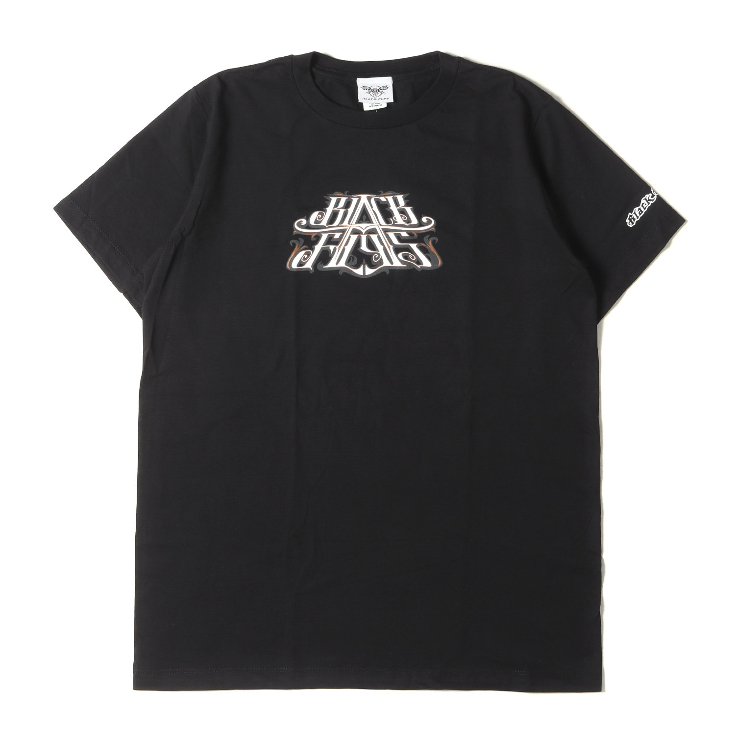 乐天商城 - BLACKFLYS ブラックフライ Tシャツ サイズ:M 90s ブランドロゴ クルーネック 半袖Tシャツ USA製 デッドストック ブラック 黒 90年代 トップス カットソー【メンズ】【中古】【K4852】