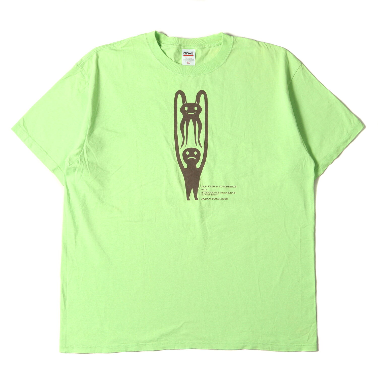 00s JAD FAIR JAPAN TOUR クルーネック 半袖Tシャツ anvilボディ ライム サイズ:XL 00年代 Vintage Music Item ヴィンテージミュージック トップス カットソー 古着【メンズ】【中古】【K4840】