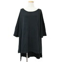 OAK オーク Tシャツ コットン ブラック 黒 FREE チュニック丈 ワイド オーバーサイズ ヘムライン 七分袖 トップス カットソー プルオーバー【レディース】【中古】【K4165】(4)