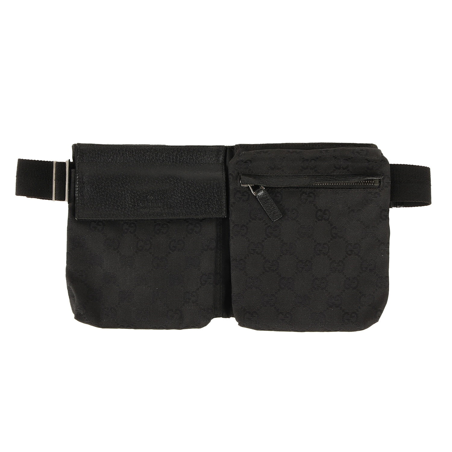 GUCCI グッチ GG キャンバス ボディ バッグ 28566 ウエスト ショルダー ブラック 黒 イタリア製 ブランド カバン【メンズ】【中古】【K4242】