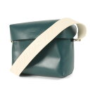 JIL SANDER ジル・サンダー バッグ エンボスロゴ ストラップ クロスボディ バッグ (LID CROSSBODY W/WIDE SHOULDER) / ショルダー グリーン系 ホワイト ブランド カバン【メンズ】【中古】【美品】【K4517】