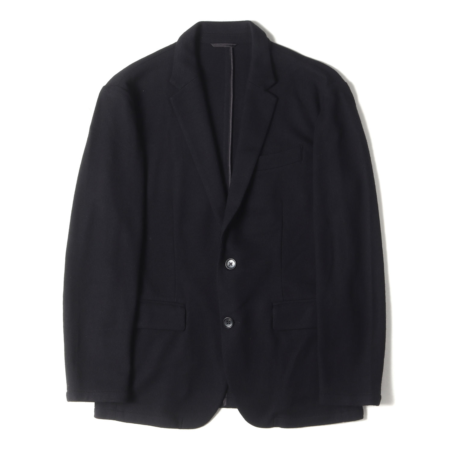 MAIN ATTRACTION メインアトラクション サイズ:M ウール ジャージー 2B アンコン テーラード ジャケット & ワンタック スラックス パンツ / セットアップ スーツ ブラック 黒【メンズ】【中古】【K4488】