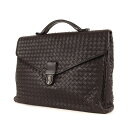 BOTTEGA VENETA ボッテガヴェネタ イントレチャート レザー ブリーフケース ブラウン ブランド カジュアル【メンズ】【中古】【K4467】