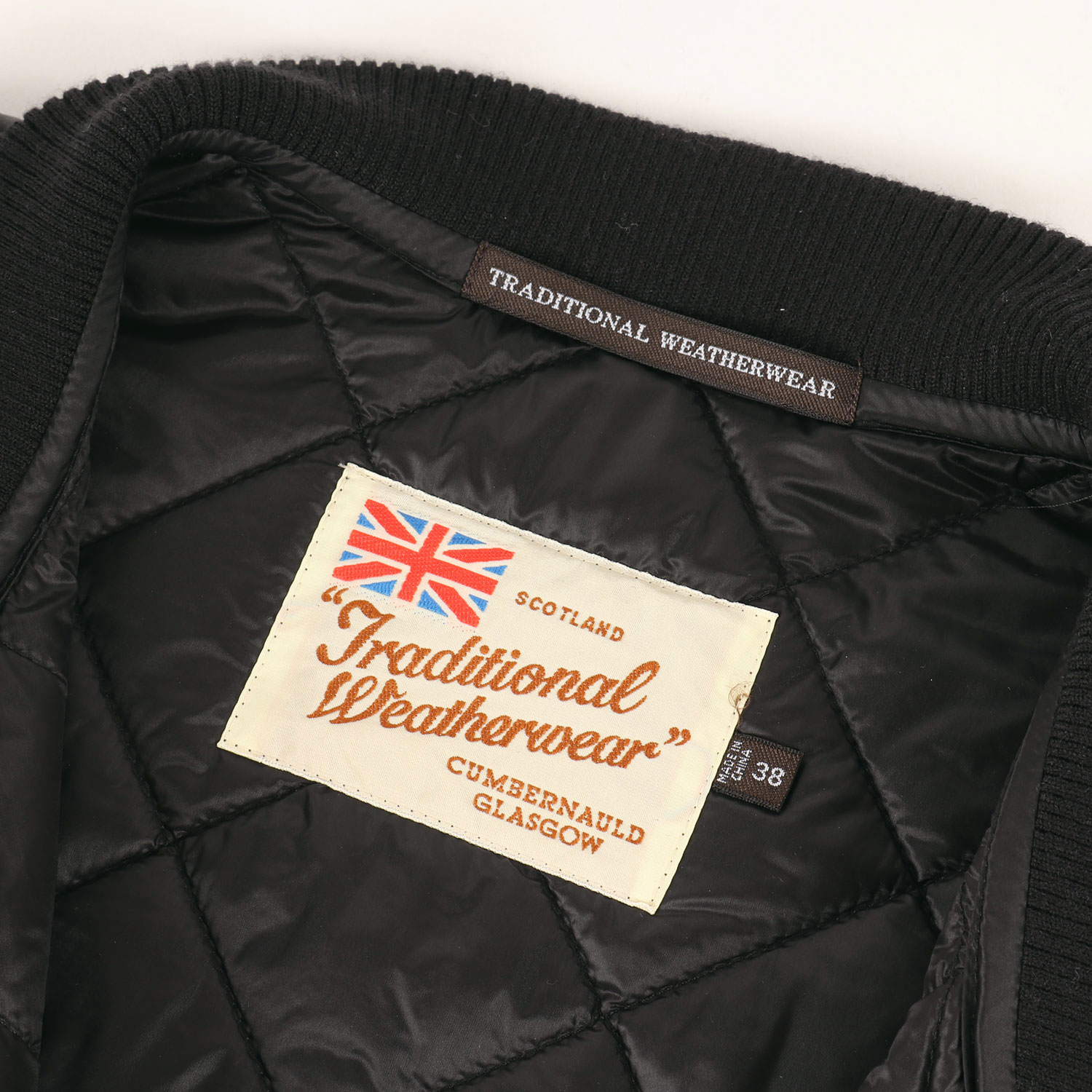 Traditional Weatherwear トラディショナル ウェザーウェア ブルゾン サイズ:38 キルティング パテッド ダブルジップ ブルゾン ブラック 黒 アウター ジャケット 上着【メンズ】【中古】【K4608】