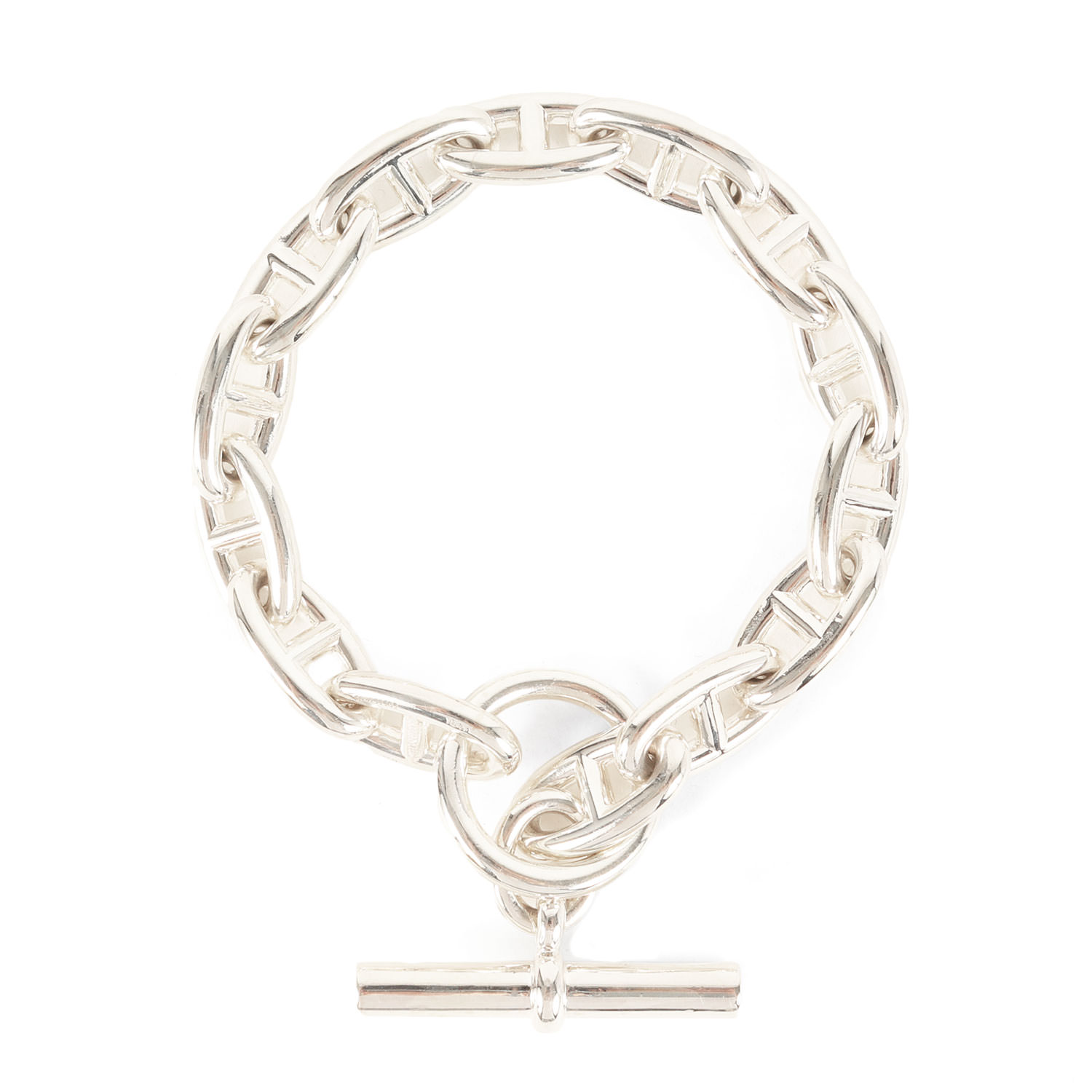 HERMES エルメス シェーヌダンクル ブレスレット GM Chaine dancre Bracelet GM 14Link Ag925 14コマ リンク フランス製 ラグジュアリー 【メンズ】【中古】【美品】【K4625】のサムネイル