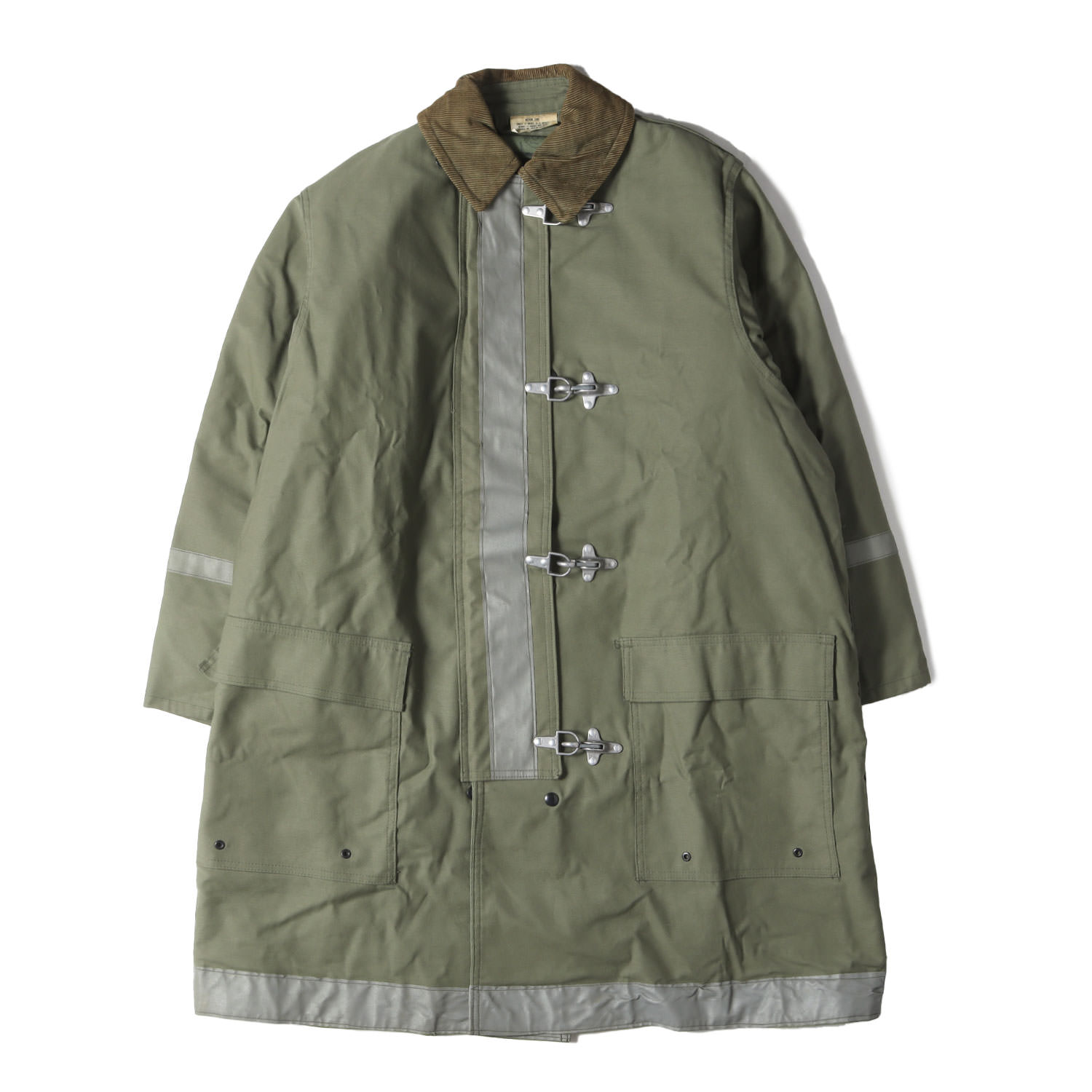80s 米軍実物 ファイヤーマン コート オリーブグリーン サイズ:MEDIUM-LONG(M-L) Vintage Military Item ヴィンテージミリタリー 古着 アウター ジャケット ブルゾン 上着【メンズ】【中古】【K4411】