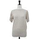 Max Mara マックスマーラ ニット ベージュ サイズ:M / シルク カシミヤ 半袖 ニット / ボートネック ハイゲージ プルオーバー / トップス セーター【レディース】【中古】【K4533】