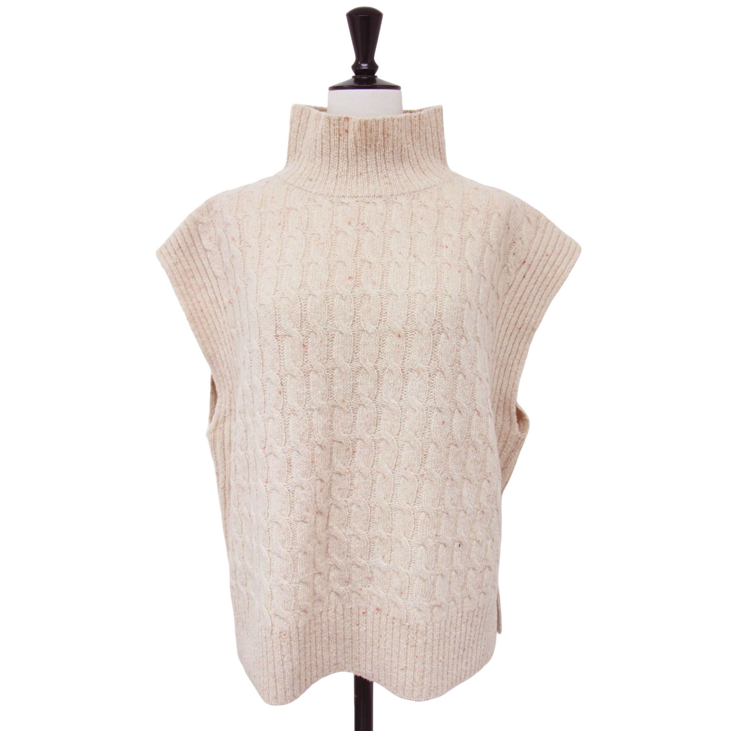 ASTRAET アストラット ニット ベージュ サイズ:FREE / W/N 3G ケーブル ハイネック ノースリーブ ニッ..