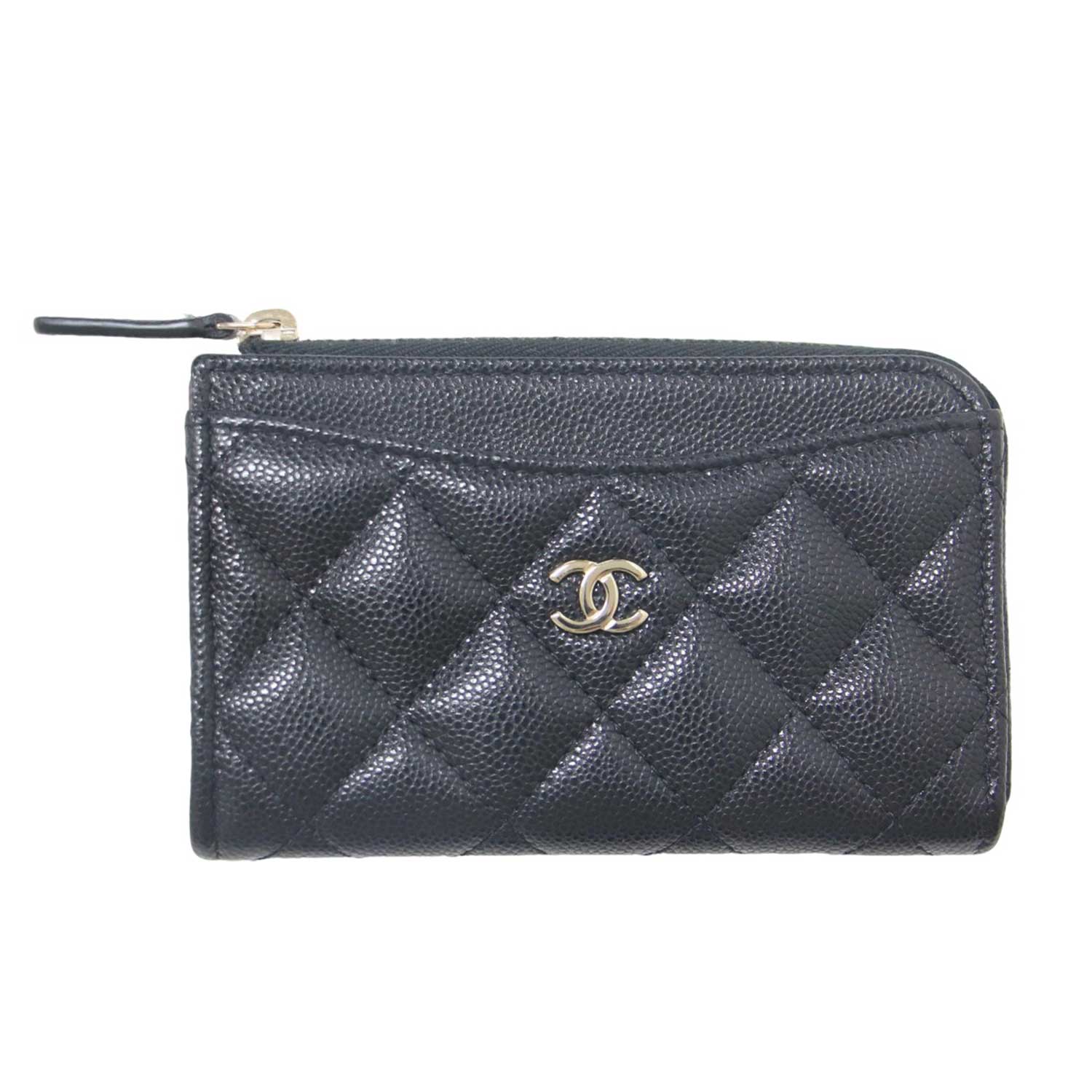 CHANEL シャネル クラシック ジップ カードケース グレインド シャイニー カーフスキン AP3179 / マトラッセ フラグメントケース コインケース 財布 / イタリア製 / ブラック 黒 【レディース】【中古】【美品】【K4515】のサムネイル