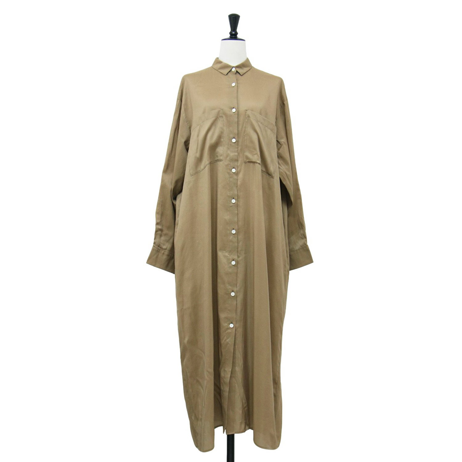 Ballsey ボールジー ワンピース ベージュ サイズ:36(9号) / パウダリー シルク ロング シャツ ワンピース / 長袖 バックリボン コットン ウォッシャブル / 日本製 / トップス ドレス 羽織り【レディース】【中古】【美品】【K4408】