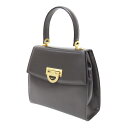 CELINE セリーヌ バッグ ダークブラウン / サークル ロゴ ハンドバッグ / トップハンドル フラップ レザー ゴールド金具 / ヴィンテージ / イタリア製 / ブランド カバン 【レディース】【中古】【K4477】