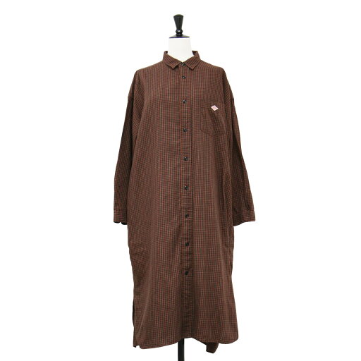 DANTON ダントン ワンピース ブラック レンガ色 サイズ:36(S) / チャック柄 ロング シャツ ワンピース / 長袖 コットン ツイル / トップス 羽織り【レディース】【中古】【K4437】 DANTON ダントン ワンピース ブラック レンガ色 サイズ:36(S) / チャック柄 ロング シャツ ワンピース / 長袖 コットン ツイル / トップス 羽織り【レディース】【中古】【K4437】