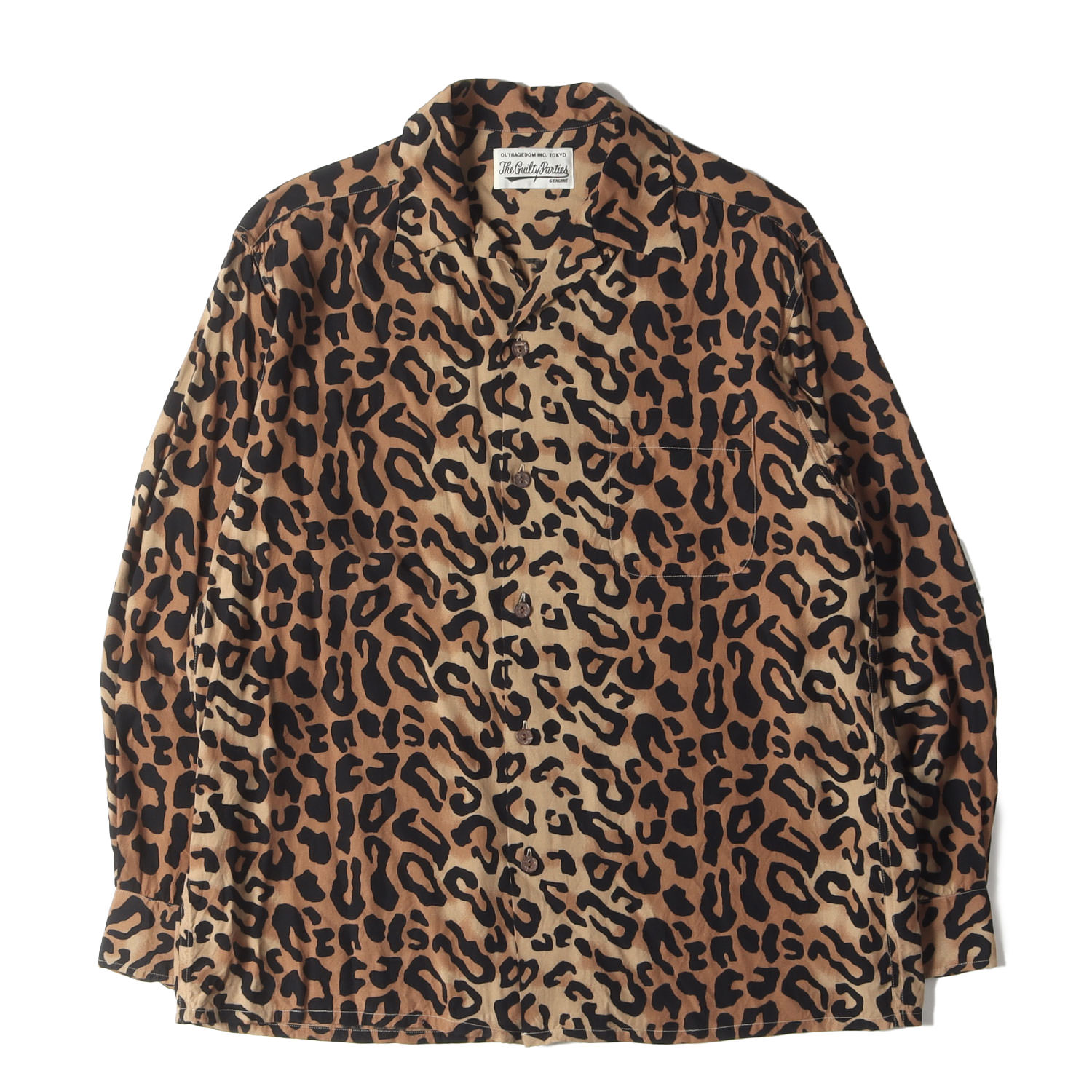 WACKO MARIA ワコマリア シャツ サイズ:L / 21AW レオパード柄 オープンカラー レーヨンシャツ (LEOPARD OPEN COLLAR SHIRT) / ブラウン系 / トップス カジュアルシャツ 長袖