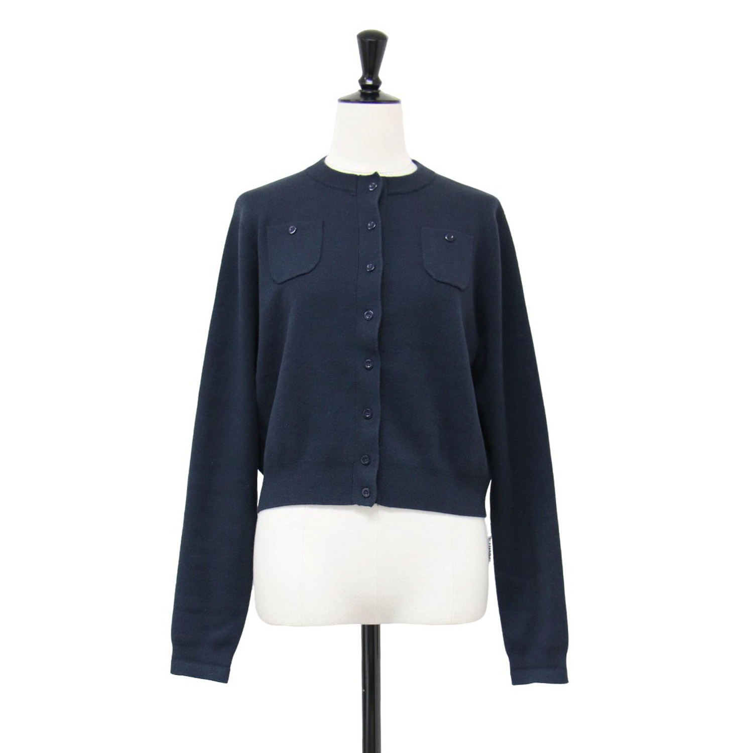 CABaN キャバン カーディガン ネイビー 紺 サイズ:XS / コットン カシミヤ クルーネック カーディガン / ニット 長袖 スムース編み ショート丈 定番 / アウター ブルゾン 上着【レディース】【中古】【K4477】のサムネイル