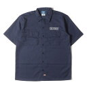CALIFOLKS カリフォークス シャツ サイズ:L / 24SS Dickies カスタム ロゴ 刺繍 半袖 ワーク シャツ (Dickies Custom Work Shirt Short Sleeve) / ネイビー 紺 / トップス カジュアルシャツ / コラボ【メンズ】【中古】【新品同様】【K4509】