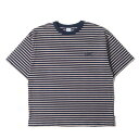 KEBOZ ケボズ Tシャツ サイズ:M / オーバーサイズ ボーダー ヘビーウェイト クルーネック Tシャツ / ネイビー ブラウン ホワイト / トップス ...