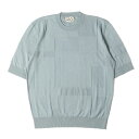 HERMES エルメス ニット サイズ:L / 25SS ジャガード 半袖 ニット (Calques en H crewneck sweater H557060HA) / カルク・アン・H / ニュアージュ / イタリア製 / トップス セーター【メンズ】【中古】【新品同様】【K4508】