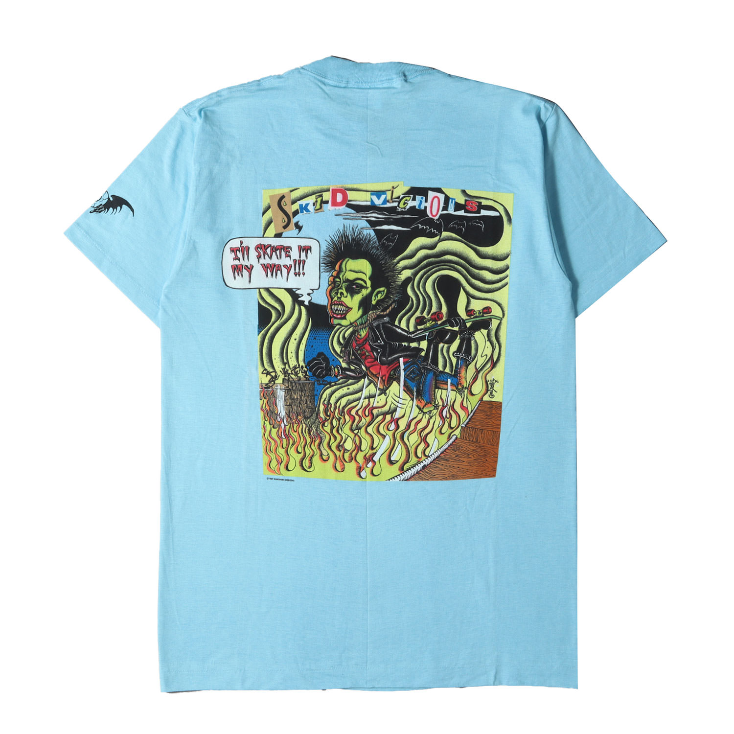 U.S.VINTAGE Tシャツ サイズ:L / 80s MONSTER ISLAND 両面プリント クルーネック Tシャツ (デッドストック / USA製) / ライトブルー / 80年代 ヴィンテージ 古着 / トップス カットソー 半袖【メンズ】【K4648】