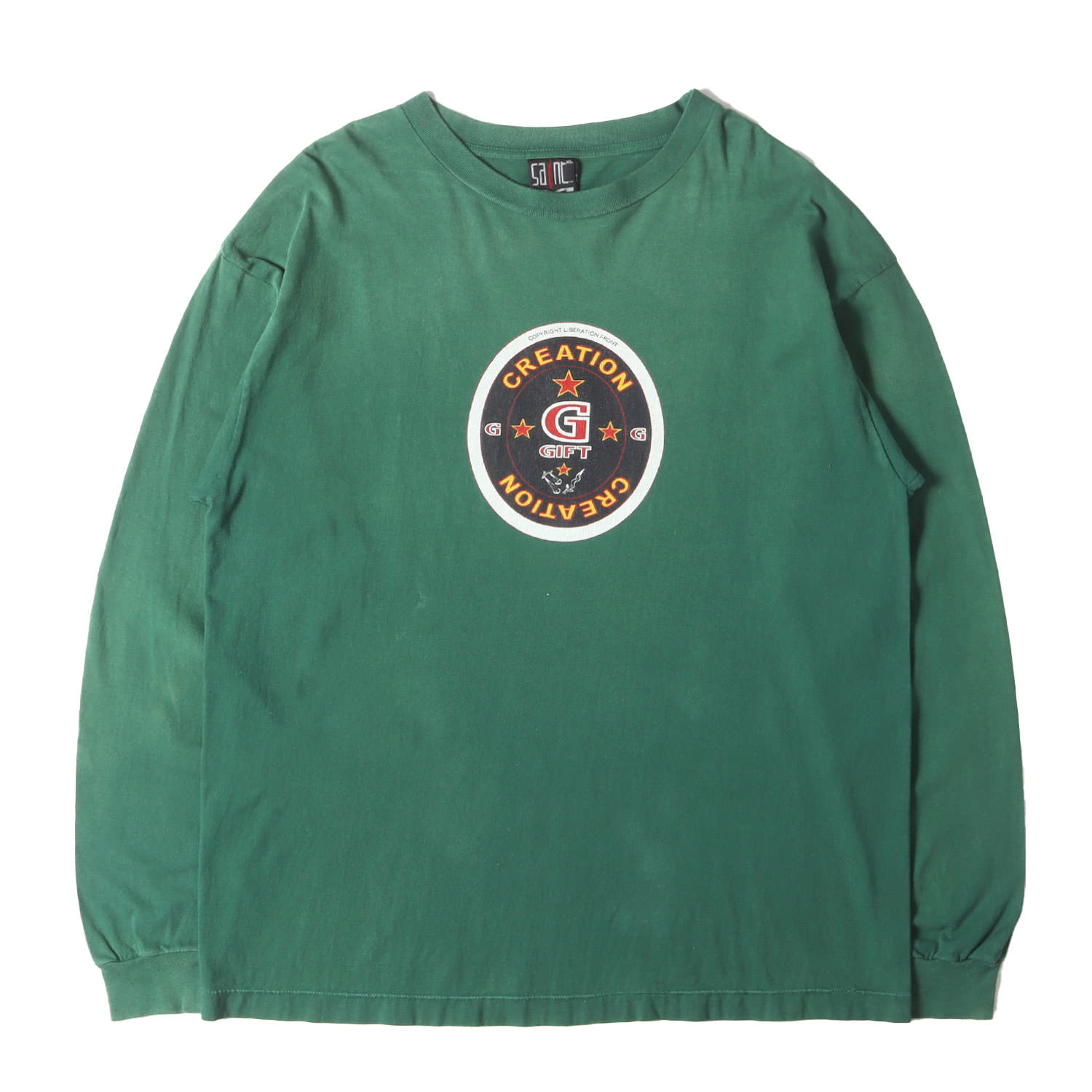 SAINT MICHAEL セントマイケル Tシャツ サイズ:XL / 22SS ヴィンテージ加工 グラフィック ロングスリーブ Tシャツ (LE TEE / CREATION) / グリーン / トップス カットソー 長袖【メンズ】【中古】【K4636】