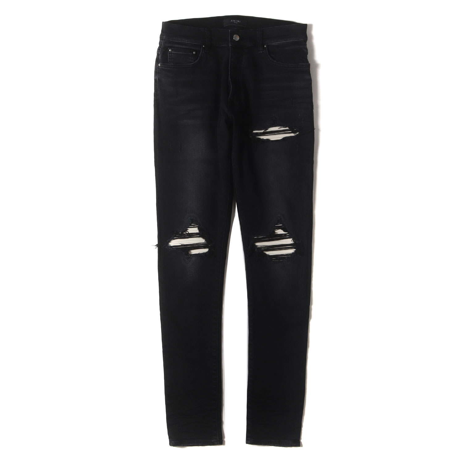 AMIRI アミリ パンツ サイズ:30 / 24AW クラッシュ ウルトラスウェード リペア加工 ストレッチ デニム スキニー パンツ (MX1 ULTRASUEDE) / ヴィンテージブラックインディゴ / ボトムス ジーンズ ジーパン【メンズ】【K4619】