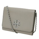 TORY BURCH トリーバーチ 財布 グレー / ブリテン チェーン ウォレット / BRITTEN ショルダーバッグ クロスボディ レザー / ブランド ファッション アイテム カバン【レディース】【中古】【K4512】
