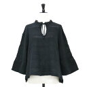 BEAUTY&YOUTH ビューティアンドユース ニット ブラック 黒 サイズ:FREE / 24春夏 ラッセルメッシュ Vネック プルオーバー / ニット ワイドスリーブ スリット コットン / トップス セーター【レディース】【中古】【K4510】