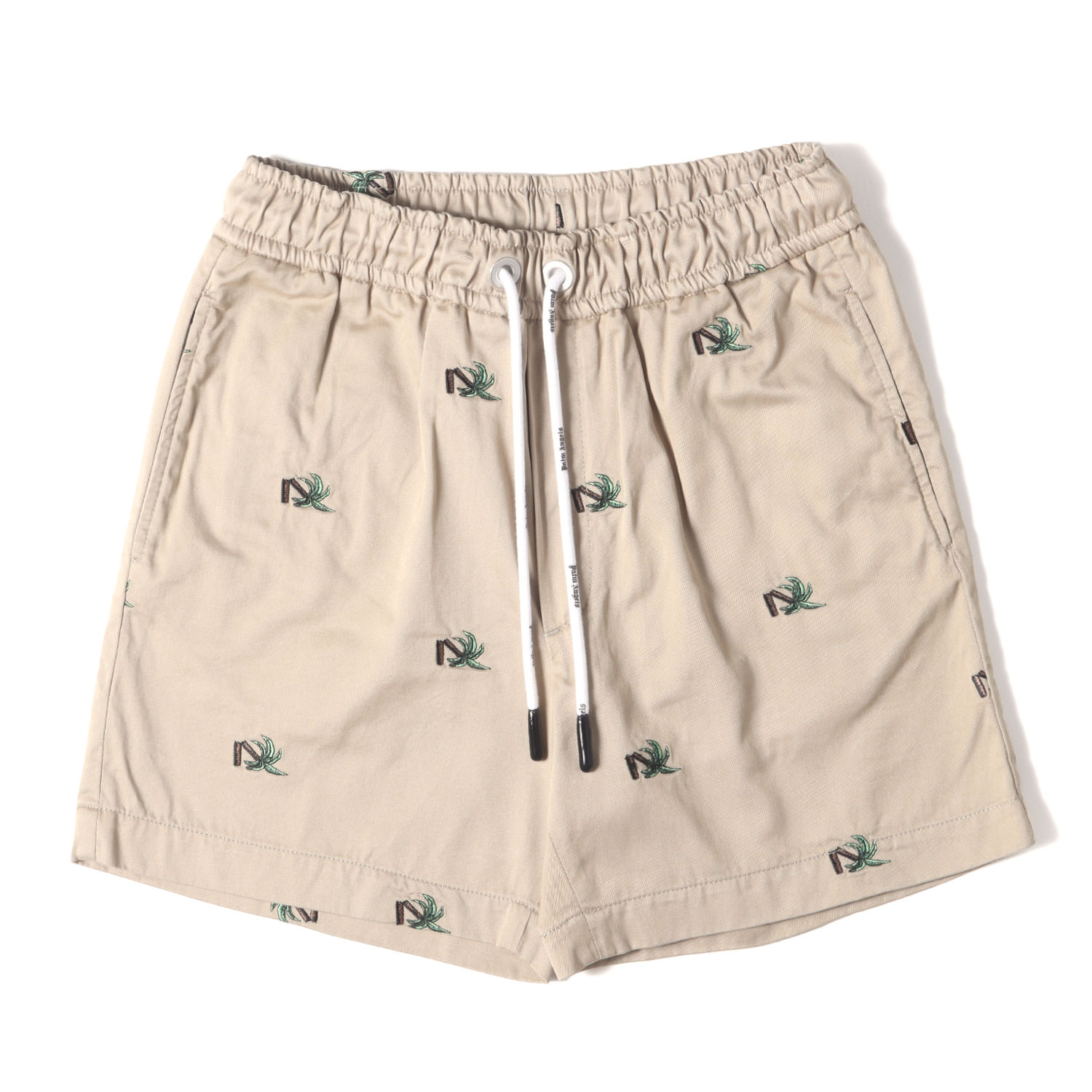 乐天商城 - Palm Angels パーム エンジェルス パンツ サイズ:48 / 22SS パームツリー柄 ツイル イージーショーツ (Shorts With Embroidery) / ベージュ / ボトムス ショートパンツ ズボン【メンズ】【中古】【美品】【K4792】