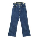 MACPHEE マカフィー パンツ ダークブルー サイズ:32(5号) / コットン デニム ブーツカット パンツ / センタープレス 5ポケット ナノバブル加工 / ボトムス ジーンズ ジーパン / 日本製【レディース】【中古】【K4510】