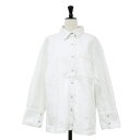 Arpege story アルページュストーリー シャツ ホワイト 白 サイズ:1(S) / 24春夏 オーバーサイズ デニム シャツ / 長袖 サイドスリット ストレッチ コットン / トップス ブラウス カジュアルシャツ 羽織り【レディース】【中古】【K4511】