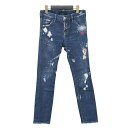 DSQUARED2 ディースクエアード パンツ ブルー サイズ:36(S) / スキニー デニム パンツ / スリム ダメージ加工 ペイント加工 ストレッチ コットン / ボトムス ジーンズ ジーパン / イタリア製【レディース】【中古】【K4511】