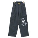 HYSTERIC GLAMOUR ヒステリックグラマー パンツ ブラック 黒 サイズ:S / SOUND EXPERIENCE カーゴパンツ / ミリタリーパンツ ロゴ プリント コットン / ボトムス ズボン【レディース】【中古】【K4511】
