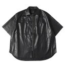 UNITED TOKYO ユナイテッドトウキョウ シャツ サイズ:1 / シンセティックレザー オーバーサイズ フルジップ 半袖 シャツ / ブラック 黒 / トップス カジュアルシャツ【メンズ】【中古】【美品】【K4507】