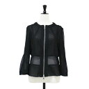 MARELLA マレーラ ジャケット ブラック ネイビー 黒紺 サイズ:44(XXL) / メッシュ ジップアップ ジャケット / ノーカラー 長袖 シースルー ウォッシャブル / アウター ブルゾン 上着 羽織り【レディース】【中古】【K4510】