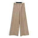 ICB アイシービー パンツ キャメル系 サイズ:4 M / 異素材 サイドライン ワイド パンツ / Cotton Gabardine Aライン フレア センタープレス コットン / ボトムス ズボン 【レディース】【K4509】