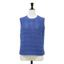 theory luxe セオリーリュクス ニット ブルー サイズ:38(M) / 25春夏 クロッシェ編み ノースリーブ ニット / Eyelet Stitch Emma Sweater プルオーバー ショート丈 クルーネック 透かし編み アイレット / トップス セーター【レディース】【中古】【K4510】