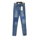 Levi's リーバイス パンツ インディゴ サイズ:25 S / ヴィンテージ ハイライズ スキニー デニム パンツ 721 / VINTAGE HIGH RISE SKINNY パッチワーク ストレッチ ダメージ加工 コットン / ボトムス ズボン ジーンズ【レディース】【K4507】