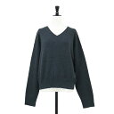 BEAUTY&YOUTH ビューティアンドユース ニット ダークグレー サイズ:FREE / 24秋冬 ソフトコットン Vネック スムース ニット プルオーバー / ショート丈 長袖 ウォッシャブル / トップス セーター【レディース】【中古】【K4513】