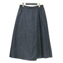 MACKINTOSH LONDON マッキントッシュ ロンドン スカート インディゴ40(L) / ラップ風 フレア デニム スカート / ミディ丈 ロング丈 Aライン プリーツ ウォッシャブル / ボトムス【レディース】【中古】【K4510】