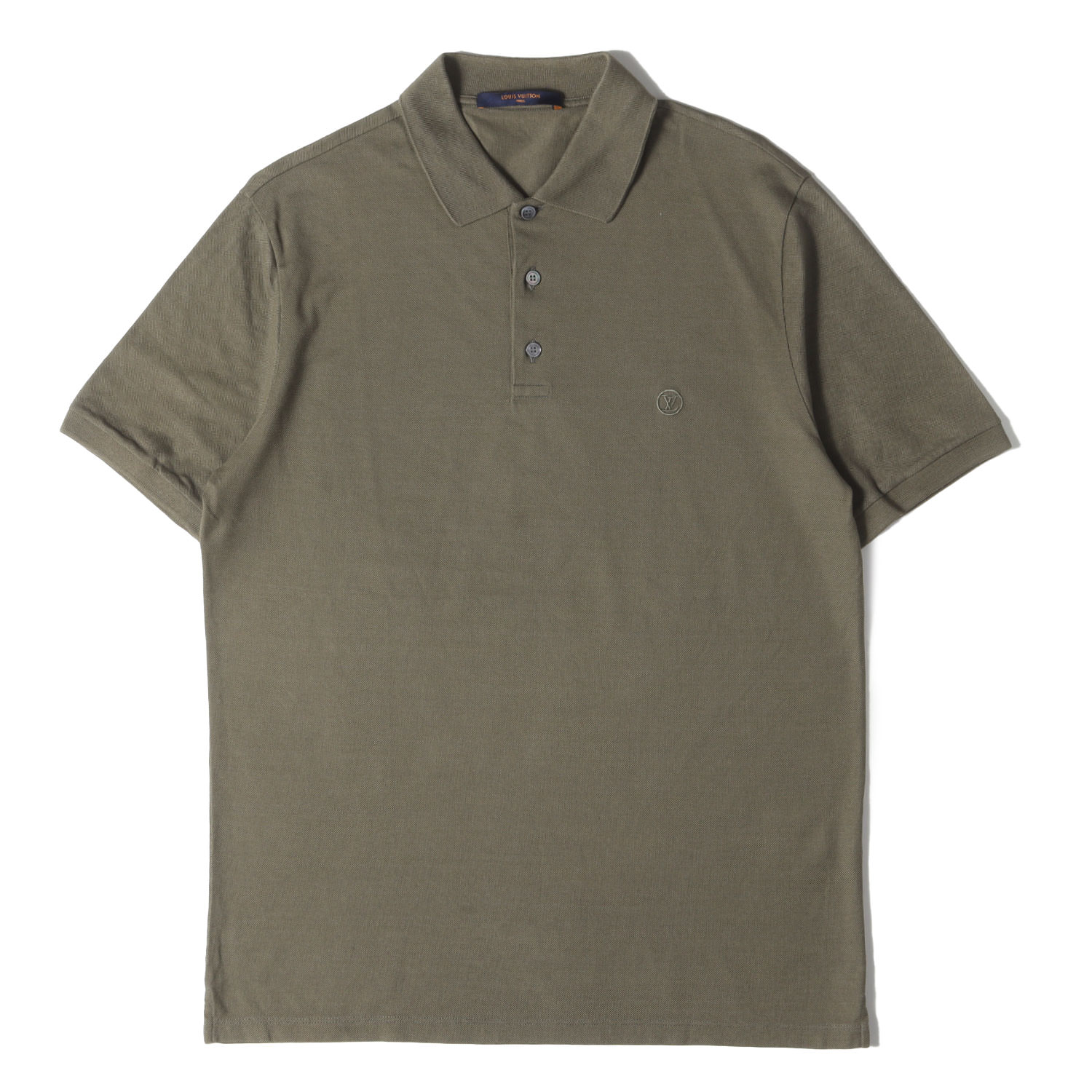 LOUIS VUITTON ルイヴィトン ポロシャツ サイズ:L / LV ロゴ 半袖 鹿の子 ポロシャツ (JEA HAJR32) / カーキ / イタリア製...