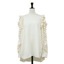 DOMELLE ドメル ブラウス アイボリー サイズ:9(FREE) / ラッフルスリーブ ブラウス / RUFFLE SLEEVE BLOUSE プルオーバー クルーネック 長袖 フリル / トップス シャツ カットソー【レディース】【中古】【K4511】