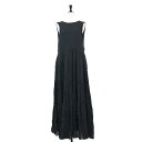 Plage プラージュ ドレス ブラック 黒 サイズ:38(M) / 24春夏 リネン ティアード ドレス / ワンピース ロング ノースリーブ クルーネック ギャザー / トップス【レディース】【中古】【K4511】